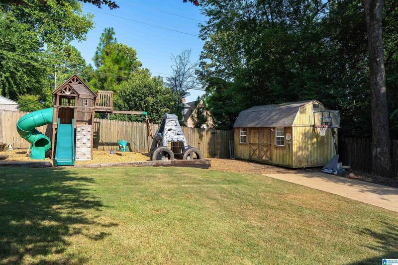 Backyard with the storage building